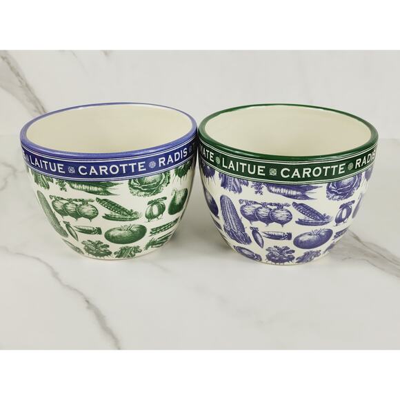 Certified International Soup Bowl Green Purple 4" Vegetables Design Ceramic x2 - Picture 8 of 13